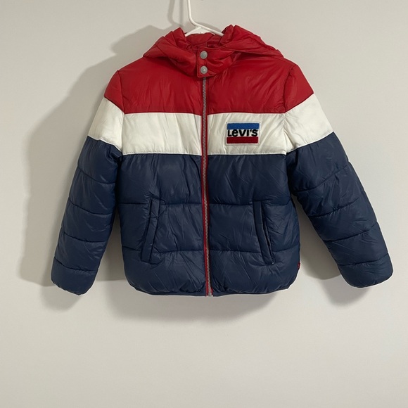 Levi's Red White Blue Boys Large Puffer Jacket - Picture 9 of 15